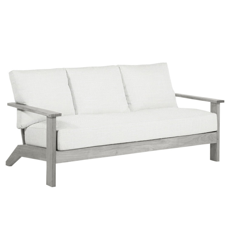Summer Classics Ashland 73.125'' Wide Outdoor Teak Patio Sofa with Cushions Wayfair